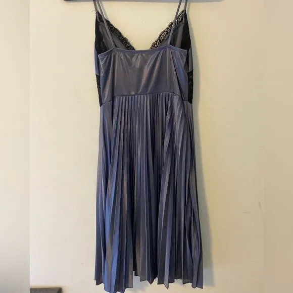 XOXO, Blue Satin Dress w/Black lace detail, Size S - Picture 2 of 2